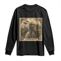 Cherokee Pride Strength Long Sleeve Shirt Native American Vintage Postage Stamp Graphic