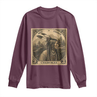 Cherokee Pride Strength Long Sleeve Shirt Native American Vintage Postage Stamp Graphic