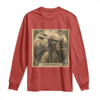 Cherokee Pride Strength Long Sleeve Shirt Native American Vintage Postage Stamp Graphic