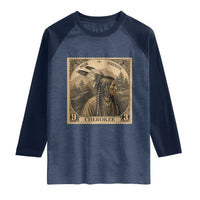 Cherokee Pride Strength Raglan Shirt Native American Vintage Postage Stamp Graphic