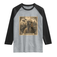 Cherokee Pride Strength Raglan Shirt Native American Vintage Postage Stamp Graphic