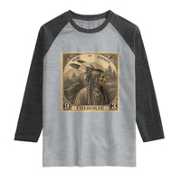 Cherokee Pride Strength Raglan Shirt Native American Vintage Postage Stamp Graphic