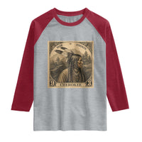 Cherokee Pride Strength Raglan Shirt Native American Vintage Postage Stamp Graphic