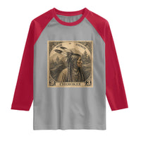 Cherokee Pride Strength Raglan Shirt Native American Vintage Postage Stamp Graphic