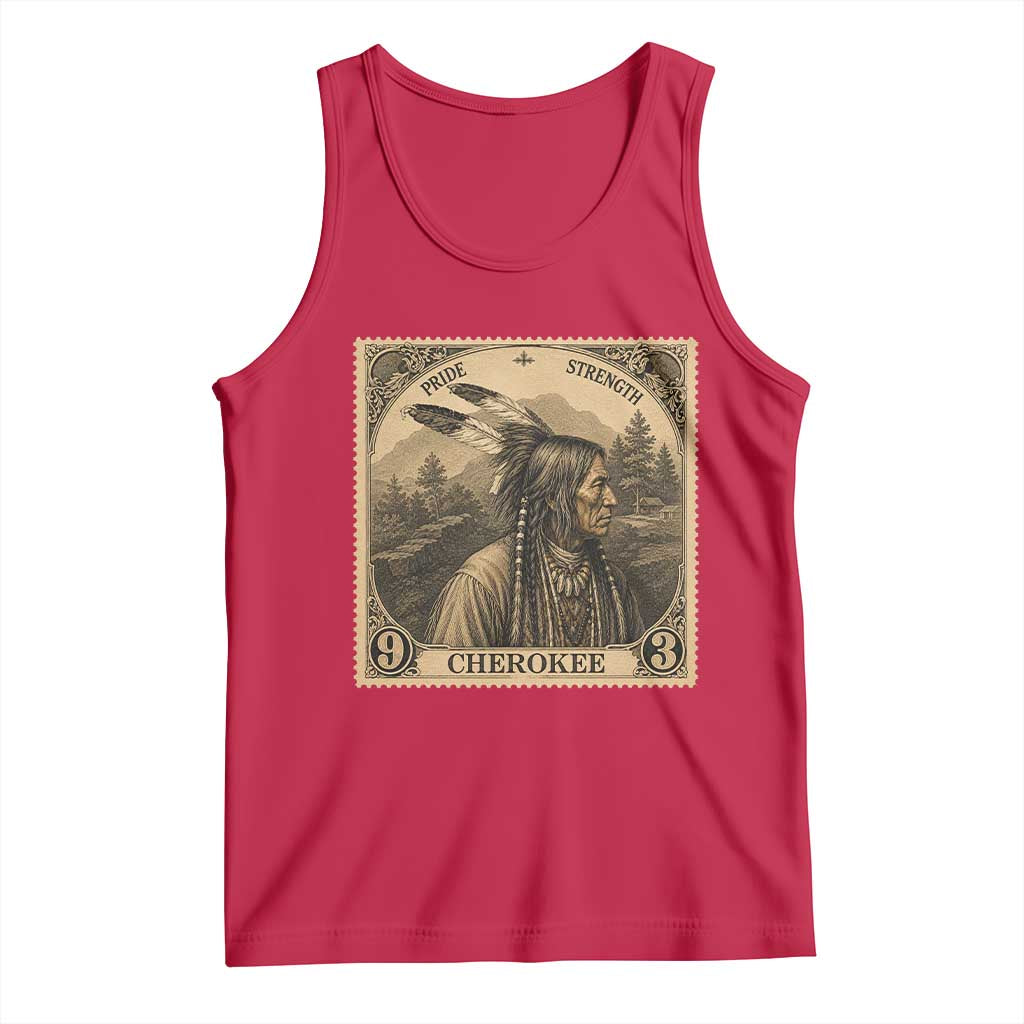 Cherokee Pride Strength Tank Top Native American Vintage Postage Stamp Graphic