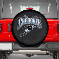 Cherokee Native American Heritage Spare Tire Cover Blue Feather Filigree Typography