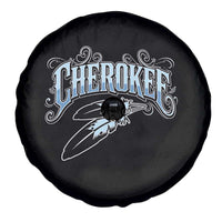 Cherokee Native American Heritage Spare Tire Cover Blue Feather Filigree Typography