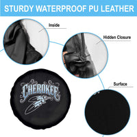 Cherokee Native American Heritage Spare Tire Cover Blue Feather Filigree Typography