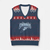 Cherokee Native American Heritage V-Neck Knit Sweater Vest Blue Feather Filigree Typography