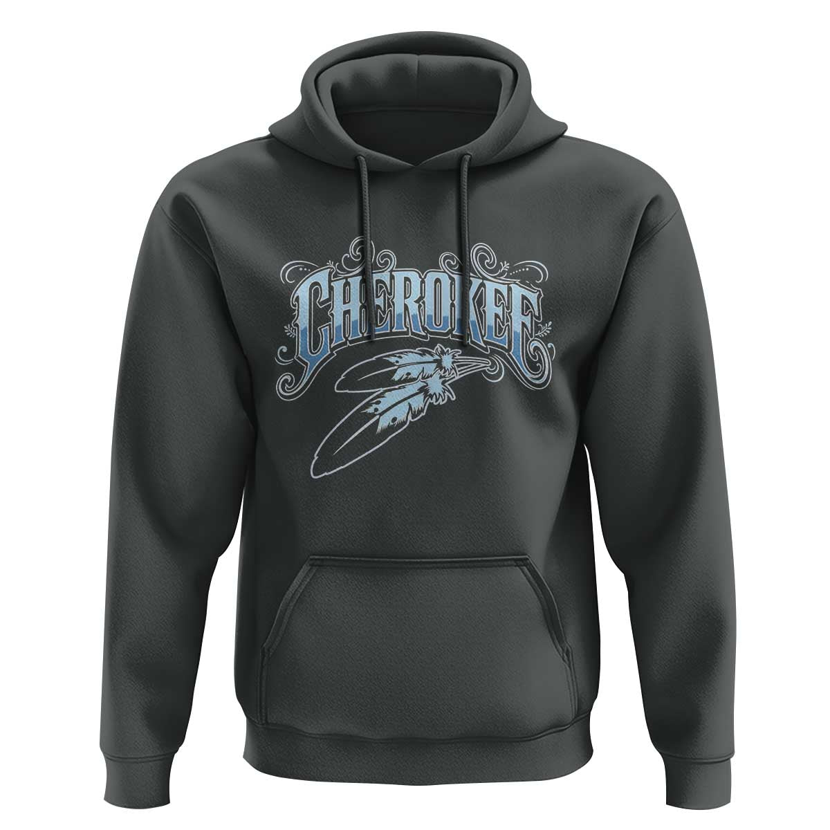 Cherokee Native American Heritage Hoodie Blue Feather Filigree Typography