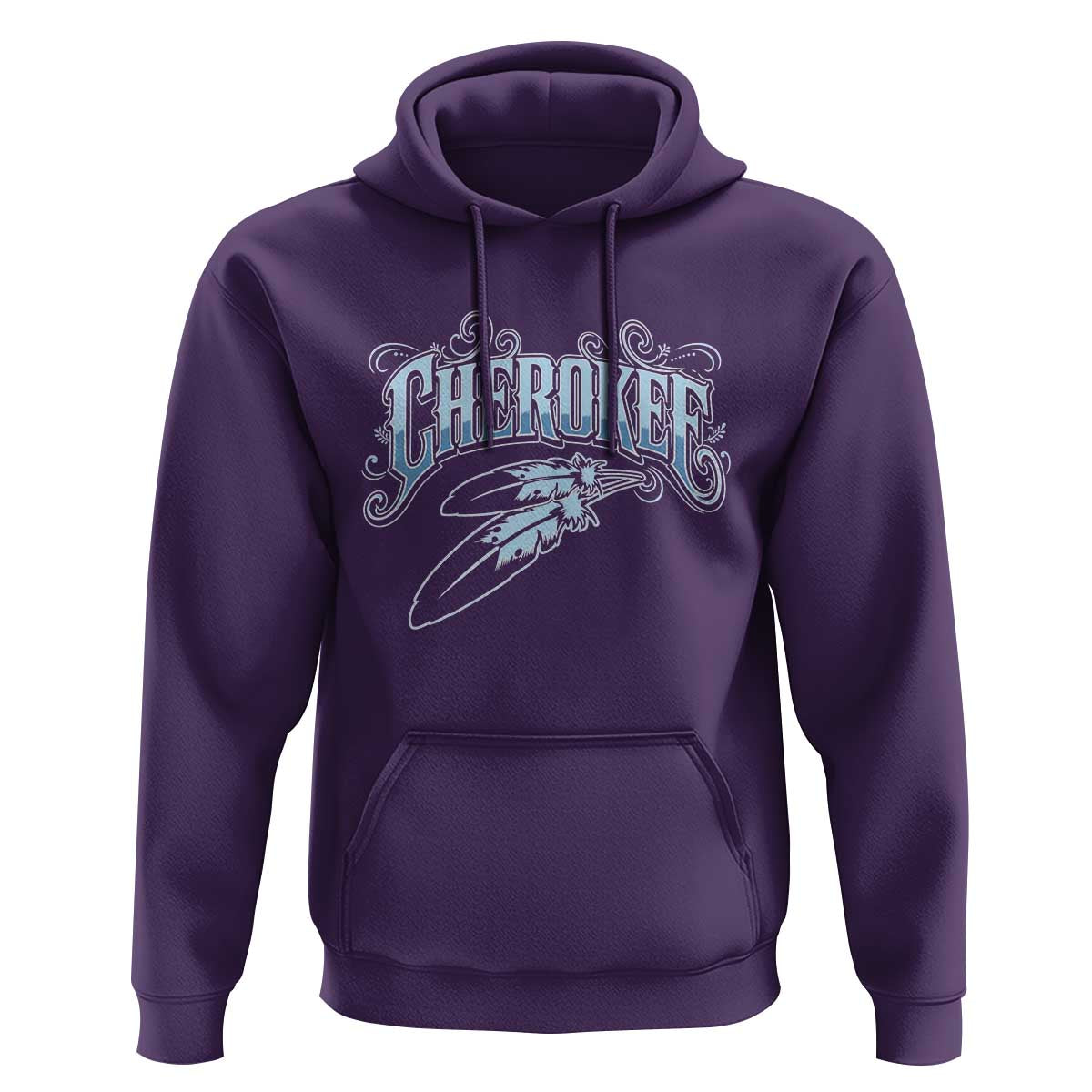 Cherokee Native American Heritage Hoodie Blue Feather Filigree Typography