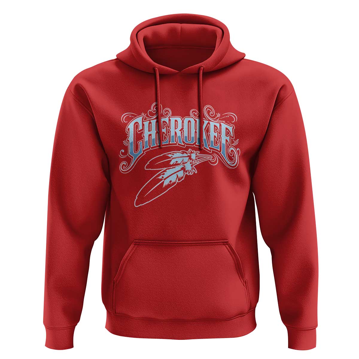 Cherokee Native American Heritage Hoodie Blue Feather Filigree Typography
