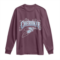 Cherokee Native American Heritage Long Sleeve Shirt Blue Feather Filigree Typography