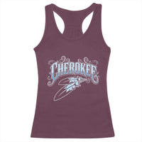 Cherokee Native American Heritage Racerback Tank Top Blue Feather Filigree Typography