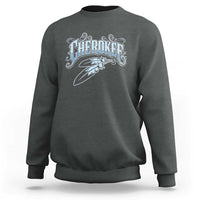 Cherokee Native American Heritage Sweatshirt Blue Feather Filigree Typography