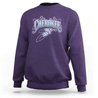 Cherokee Native American Heritage Sweatshirt Blue Feather Filigree Typography