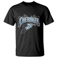 Cherokee Native American Heritage T Shirt Blue Feather Filigree Typography