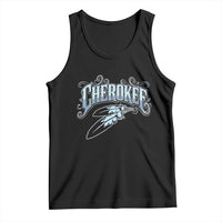 Cherokee Native American Heritage Tank Top Blue Feather Filigree Typography