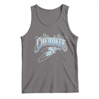 Cherokee Native American Heritage Tank Top Blue Feather Filigree Typography