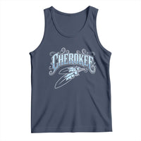 Cherokee Native American Heritage Tank Top Blue Feather Filigree Typography
