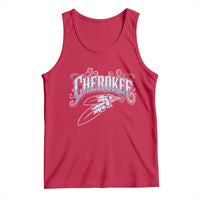 Cherokee Native American Heritage Tank Top Blue Feather Filigree Typography
