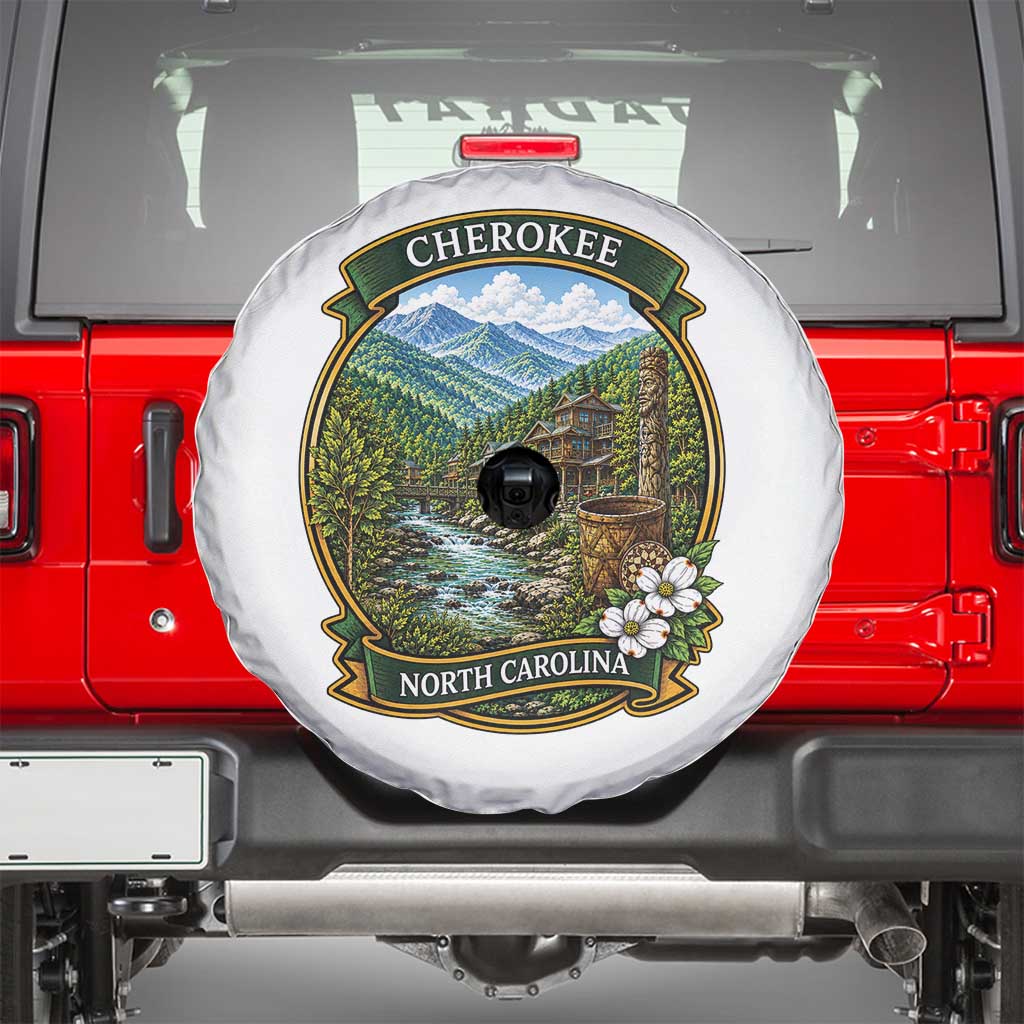 Vintage Great Smoky Mountains Spare Tire Cover Cherokee North Carolina Landscape