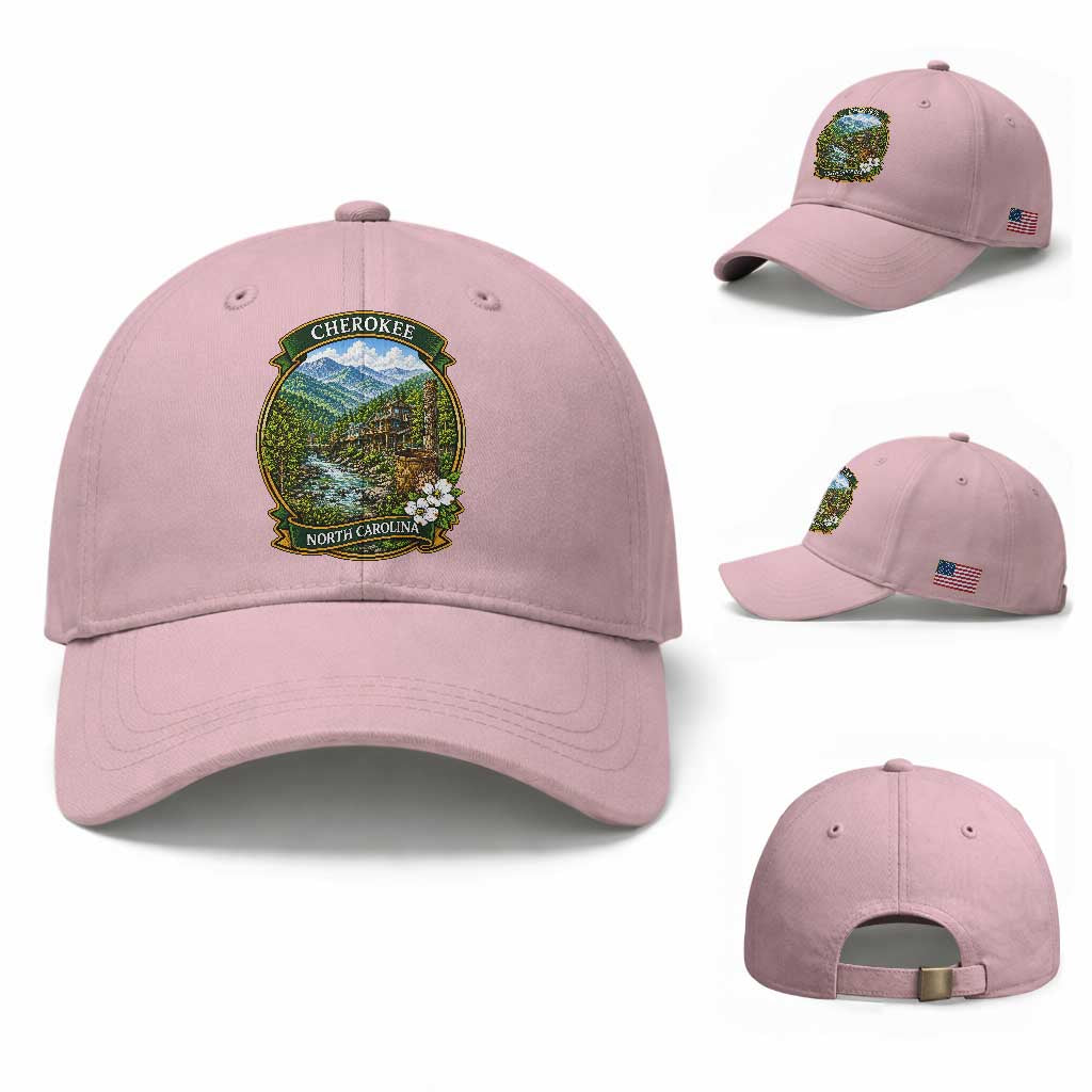 Vintage Great Smoky Mountains Baseball Cap Cherokee North Carolina Landscape