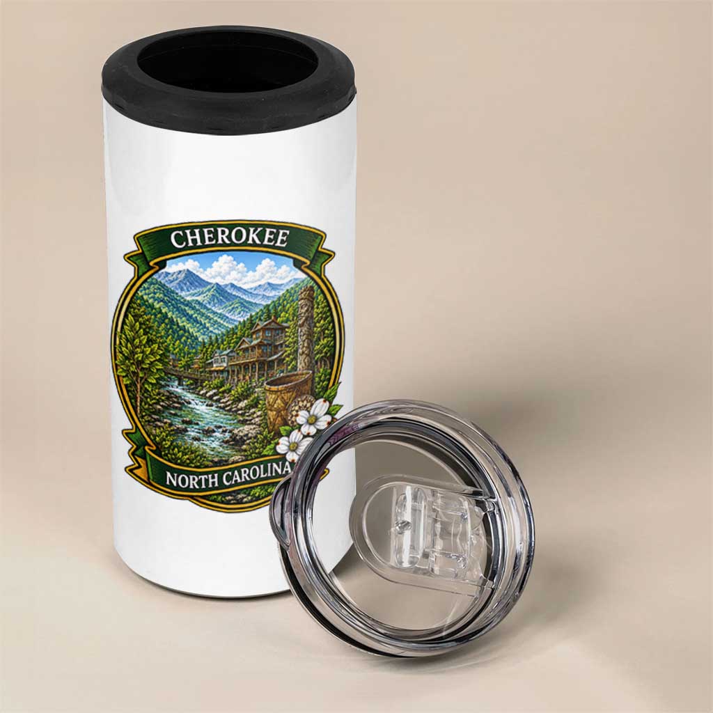 Vintage Great Smoky Mountains 4 in 1 Can Cooler Tumbler Cherokee North Carolina Landscape