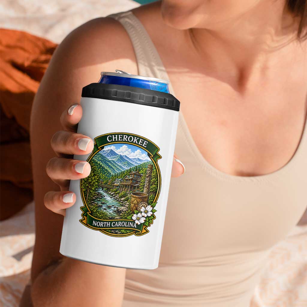 Vintage Great Smoky Mountains 4 in 1 Can Cooler Tumbler Cherokee North Carolina Landscape