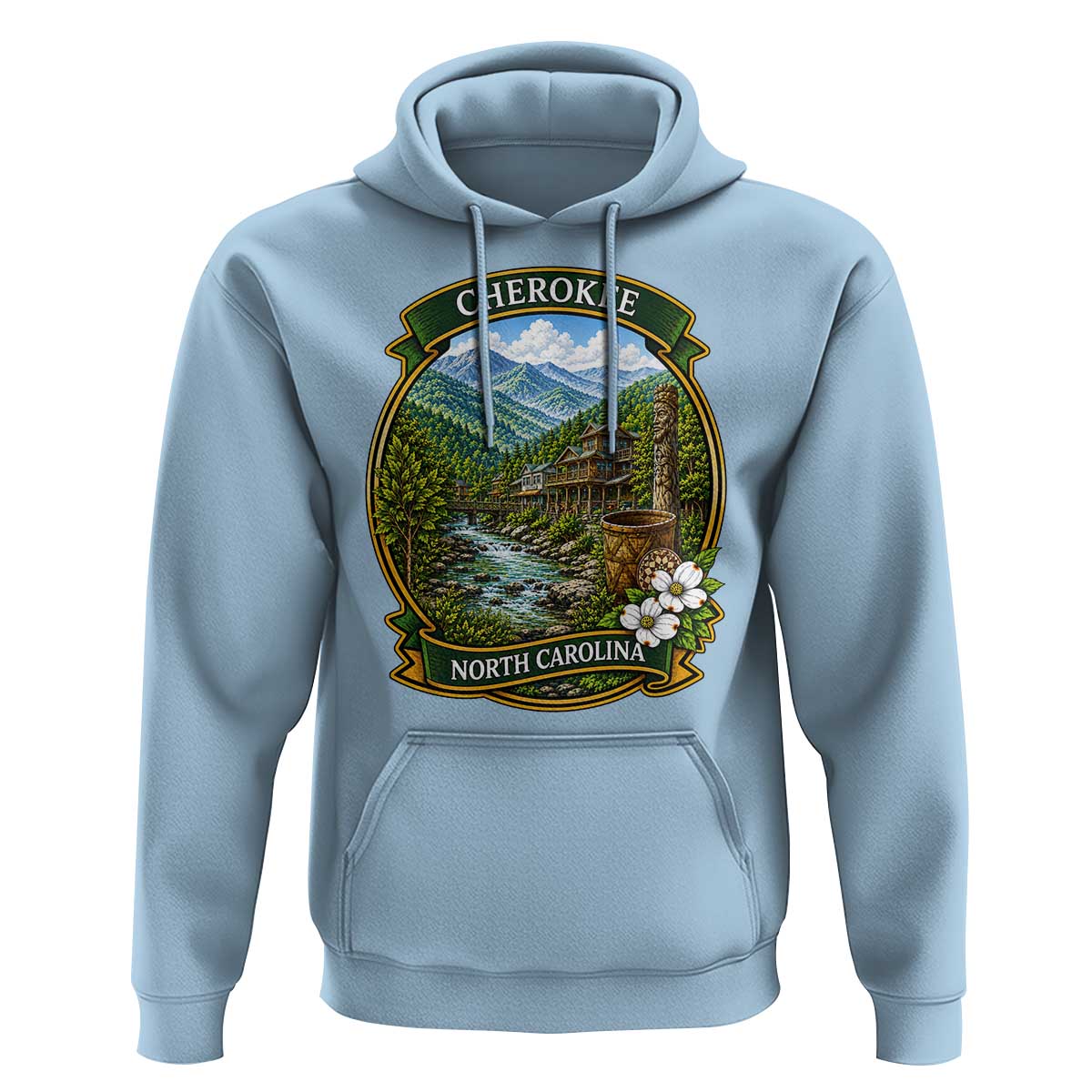 Vintage Great Smoky Mountains Hoodie Cherokee North Carolina Landscape