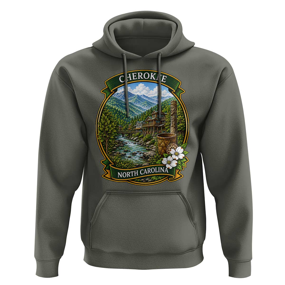 Vintage Great Smoky Mountains Hoodie Cherokee North Carolina Landscape