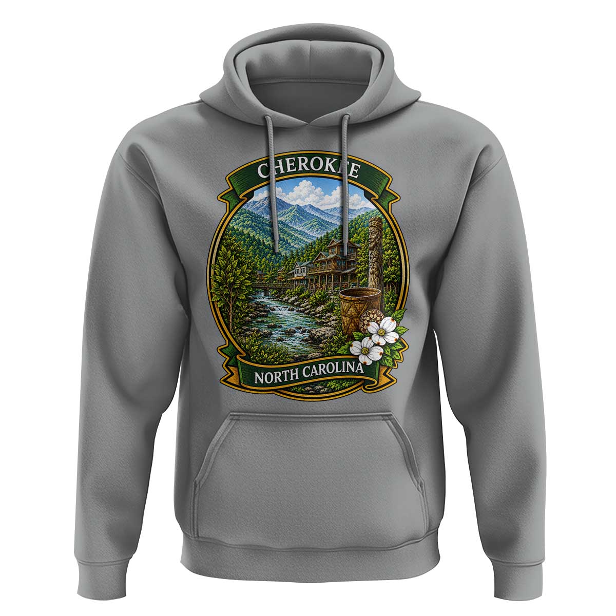 Vintage Great Smoky Mountains Hoodie Cherokee North Carolina Landscape