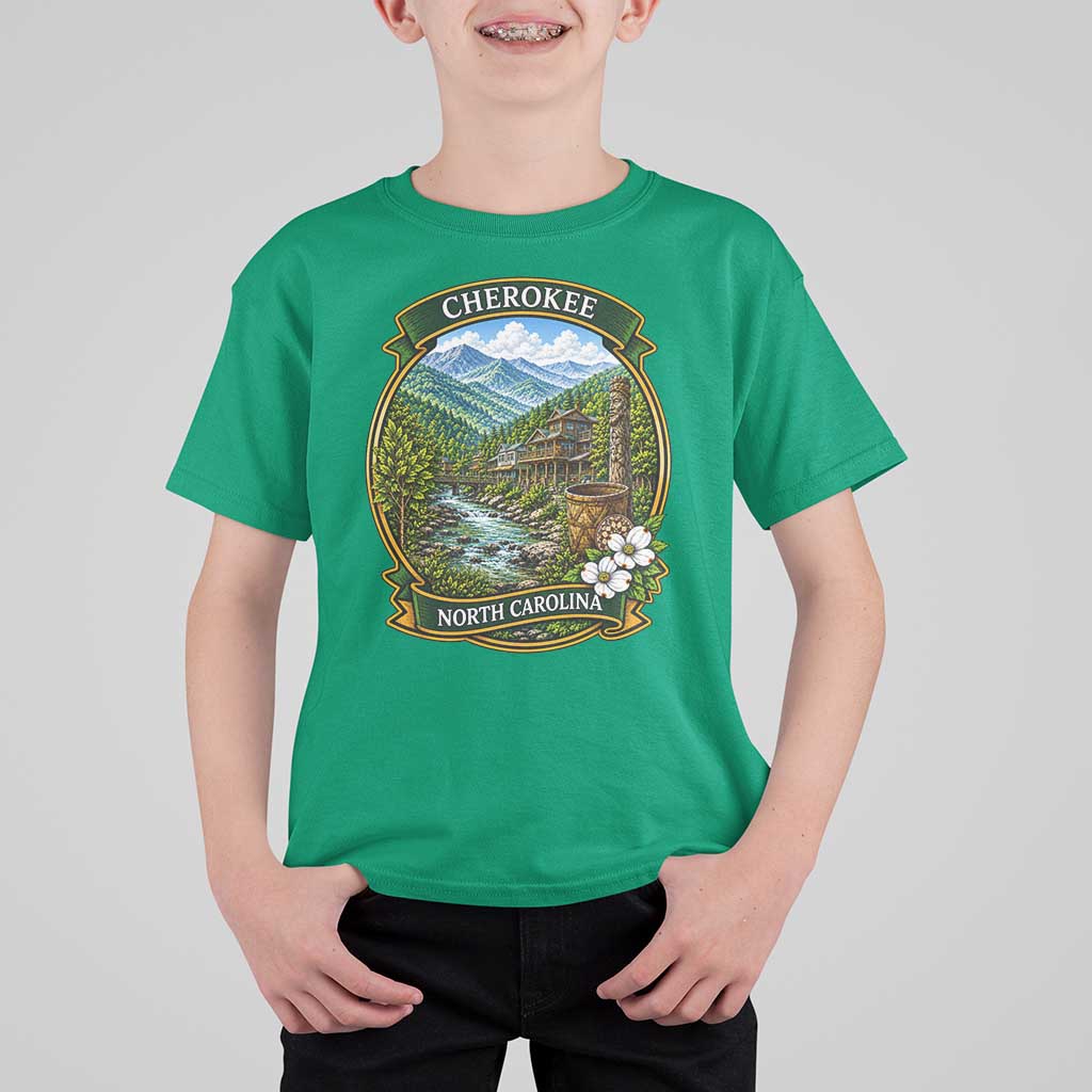 Vintage Great Smoky Mountains T Shirt For Kid Cherokee North Carolina Landscape