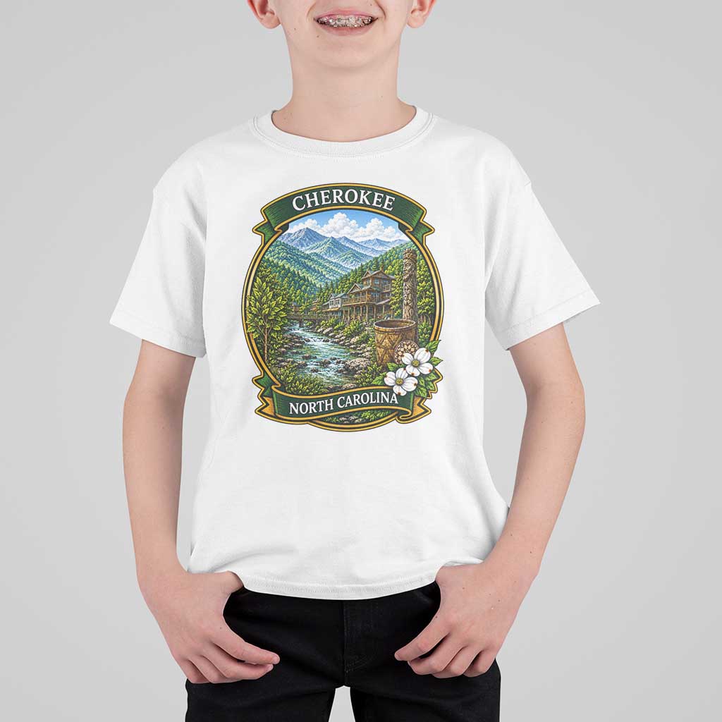 Vintage Great Smoky Mountains T Shirt For Kid Cherokee North Carolina Landscape
