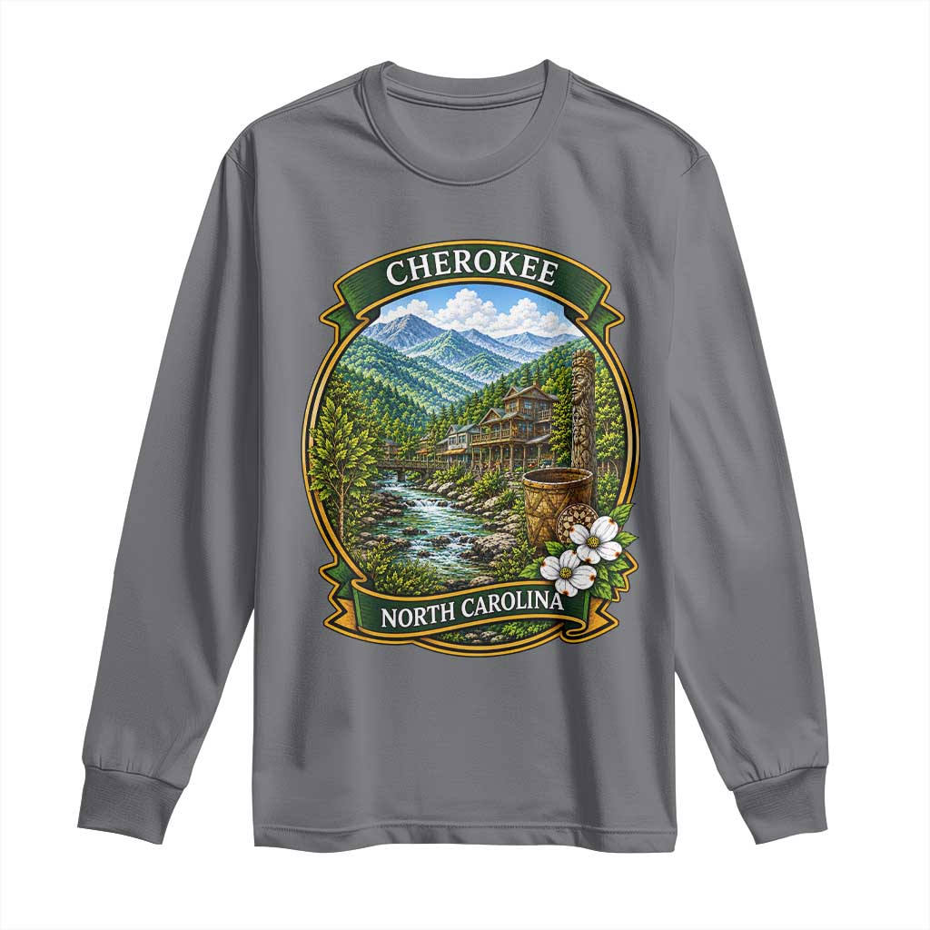 Vintage Great Smoky Mountains Long Sleeve Shirt Cherokee North Carolina Landscape