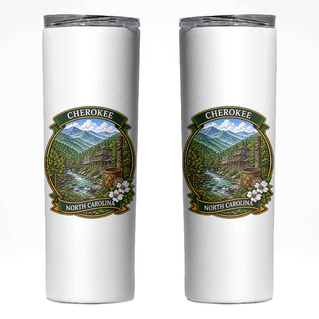 Vintage Great Smoky Mountains Skinny Tumbler Cherokee North Carolina Landscape