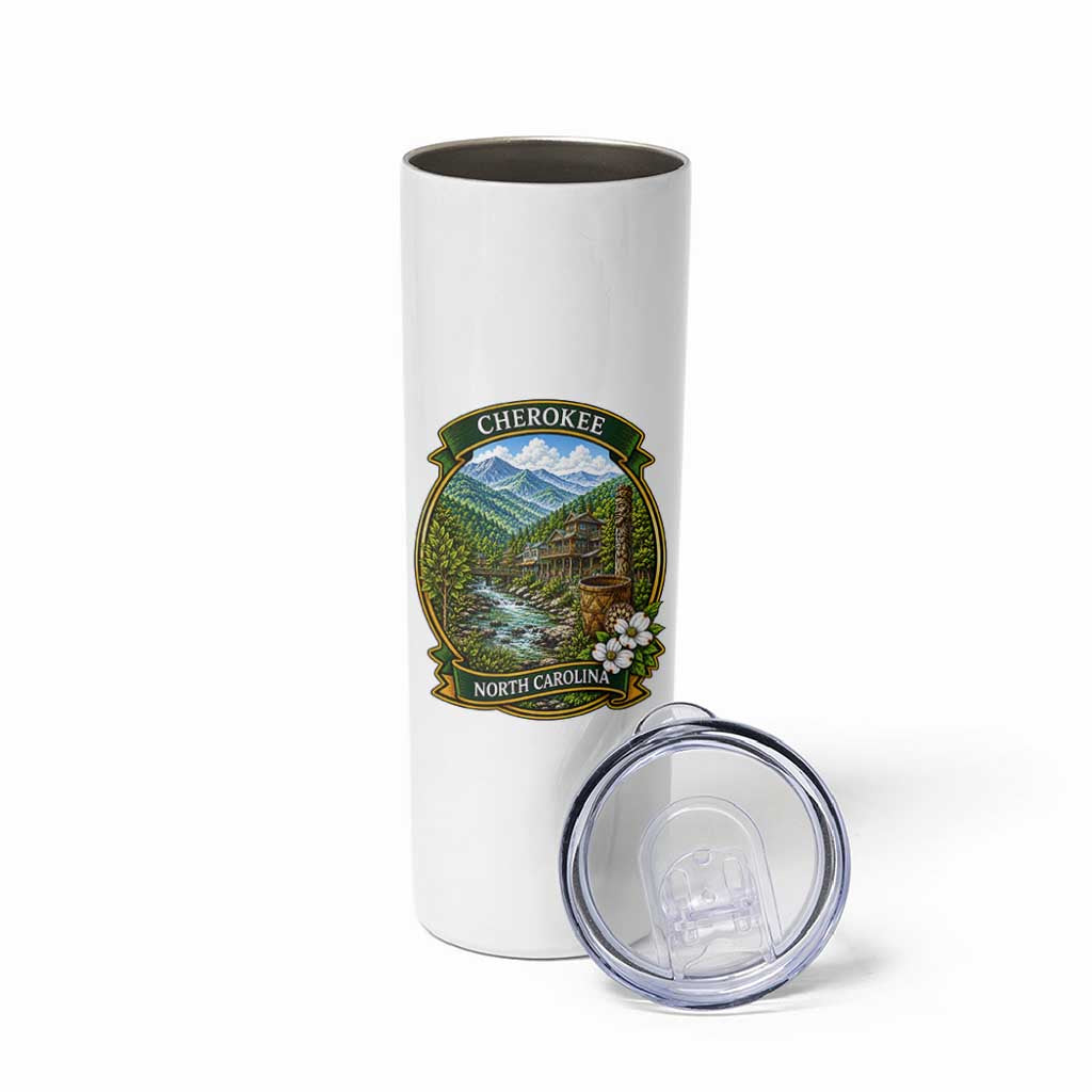 Vintage Great Smoky Mountains Skinny Tumbler Cherokee North Carolina Landscape