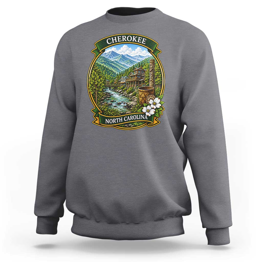 Vintage Great Smoky Mountains Sweatshirt Cherokee North Carolina Landscape