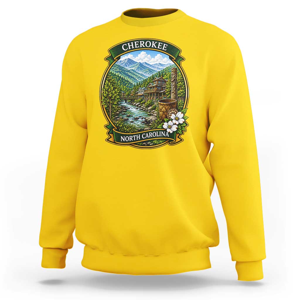 Vintage Great Smoky Mountains Sweatshirt Cherokee North Carolina Landscape