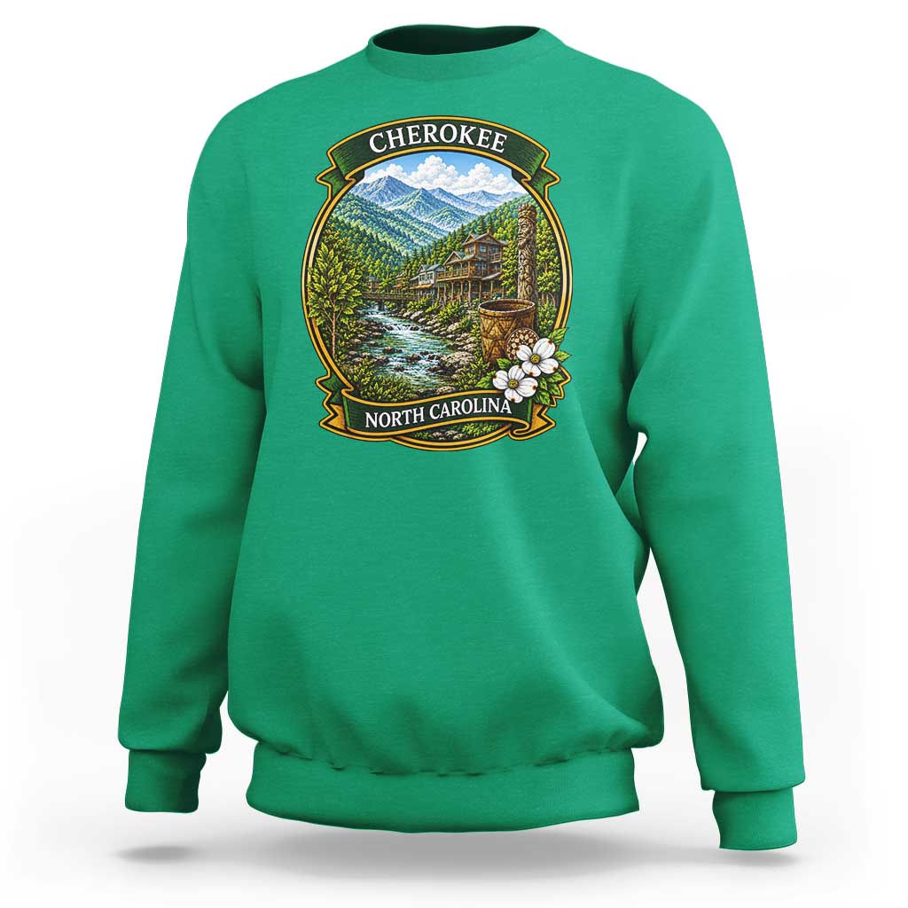 Vintage Great Smoky Mountains Sweatshirt Cherokee North Carolina Landscape