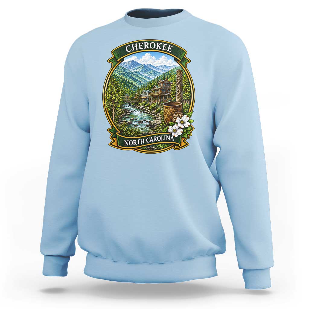 Vintage Great Smoky Mountains Sweatshirt Cherokee North Carolina Landscape