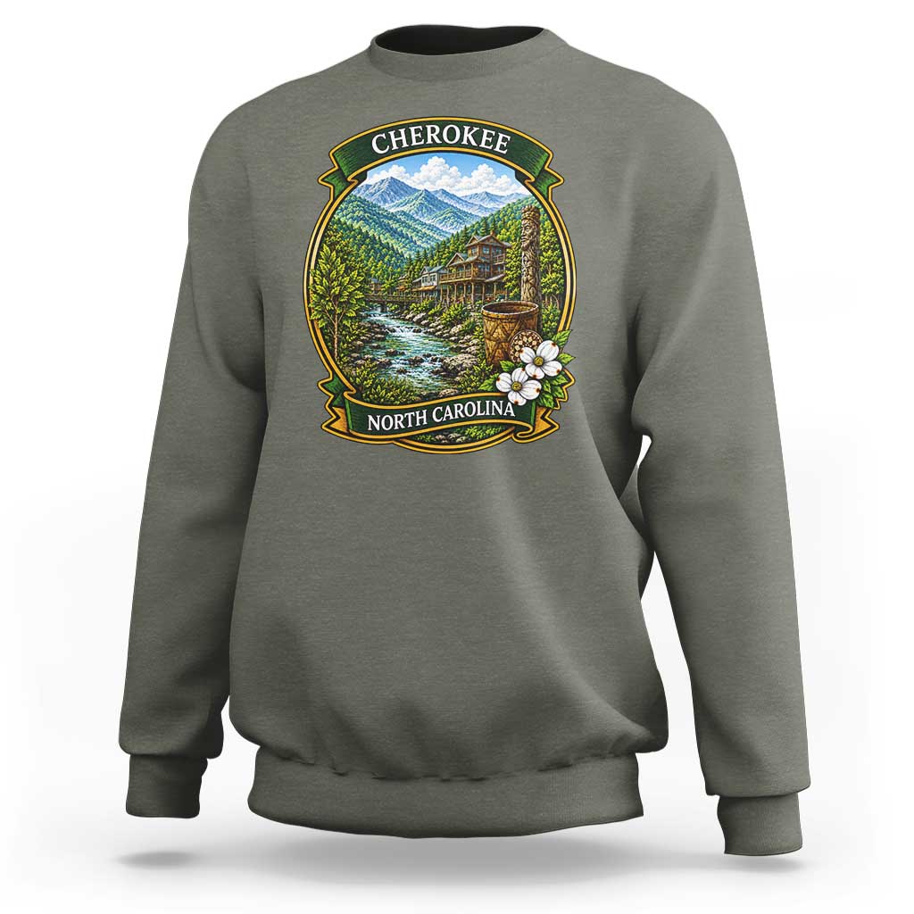 Vintage Great Smoky Mountains Sweatshirt Cherokee North Carolina Landscape