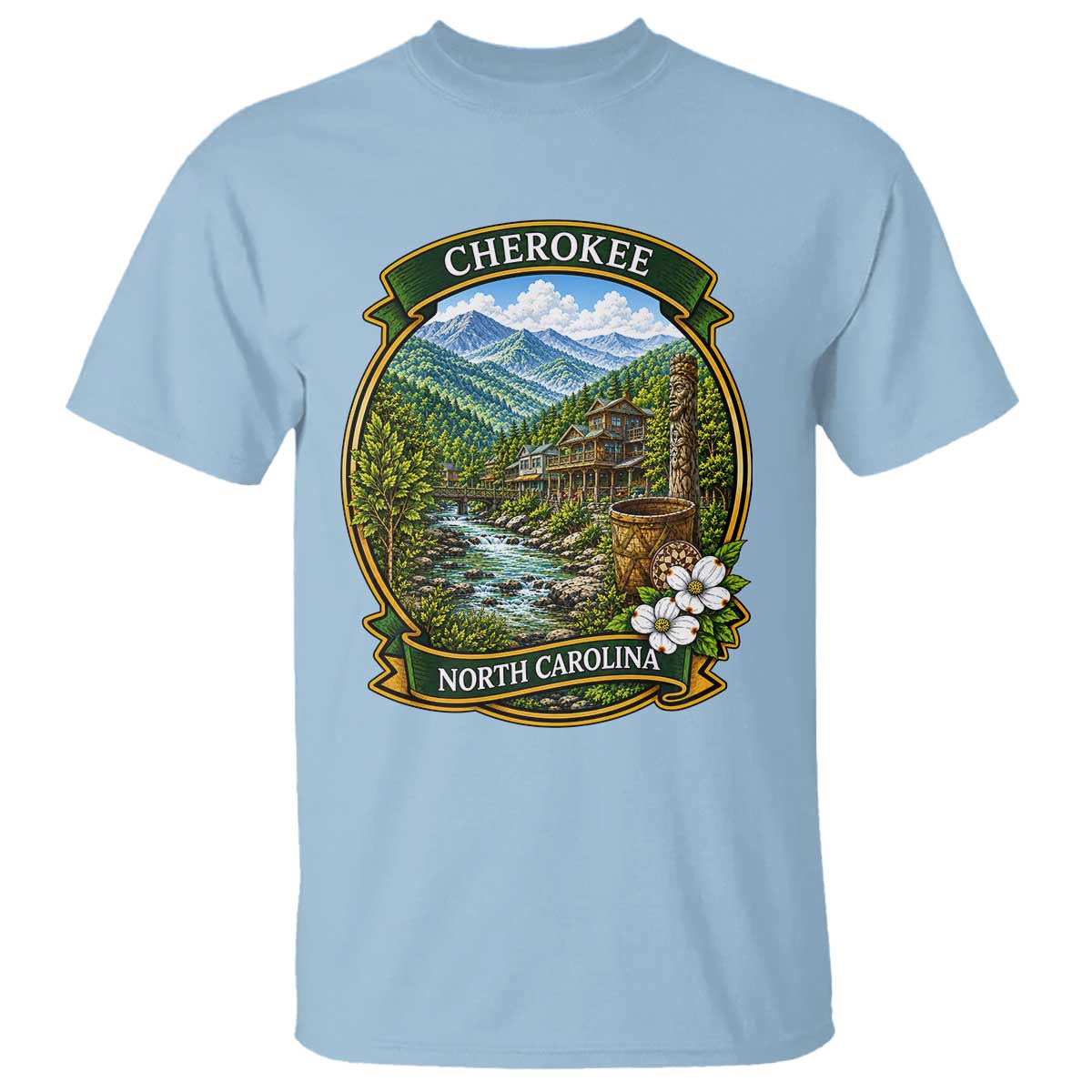 Vintage Great Smoky Mountains T Shirt Cherokee North Carolina Landscape