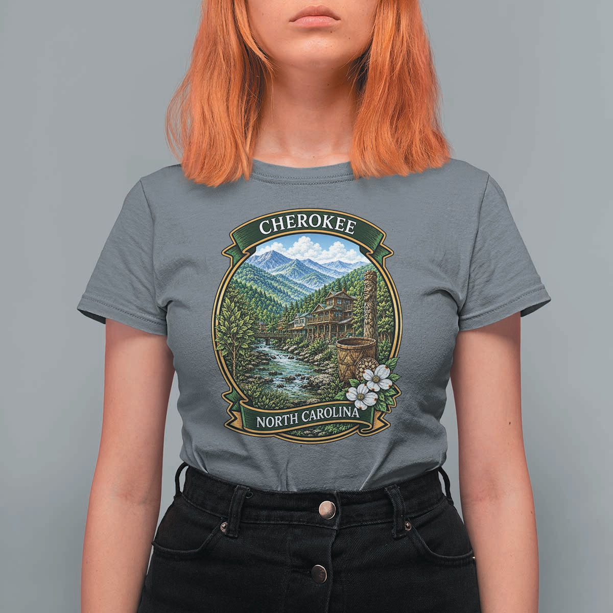 Vintage Great Smoky Mountains T Shirt For Women Cherokee North Carolina Landscape