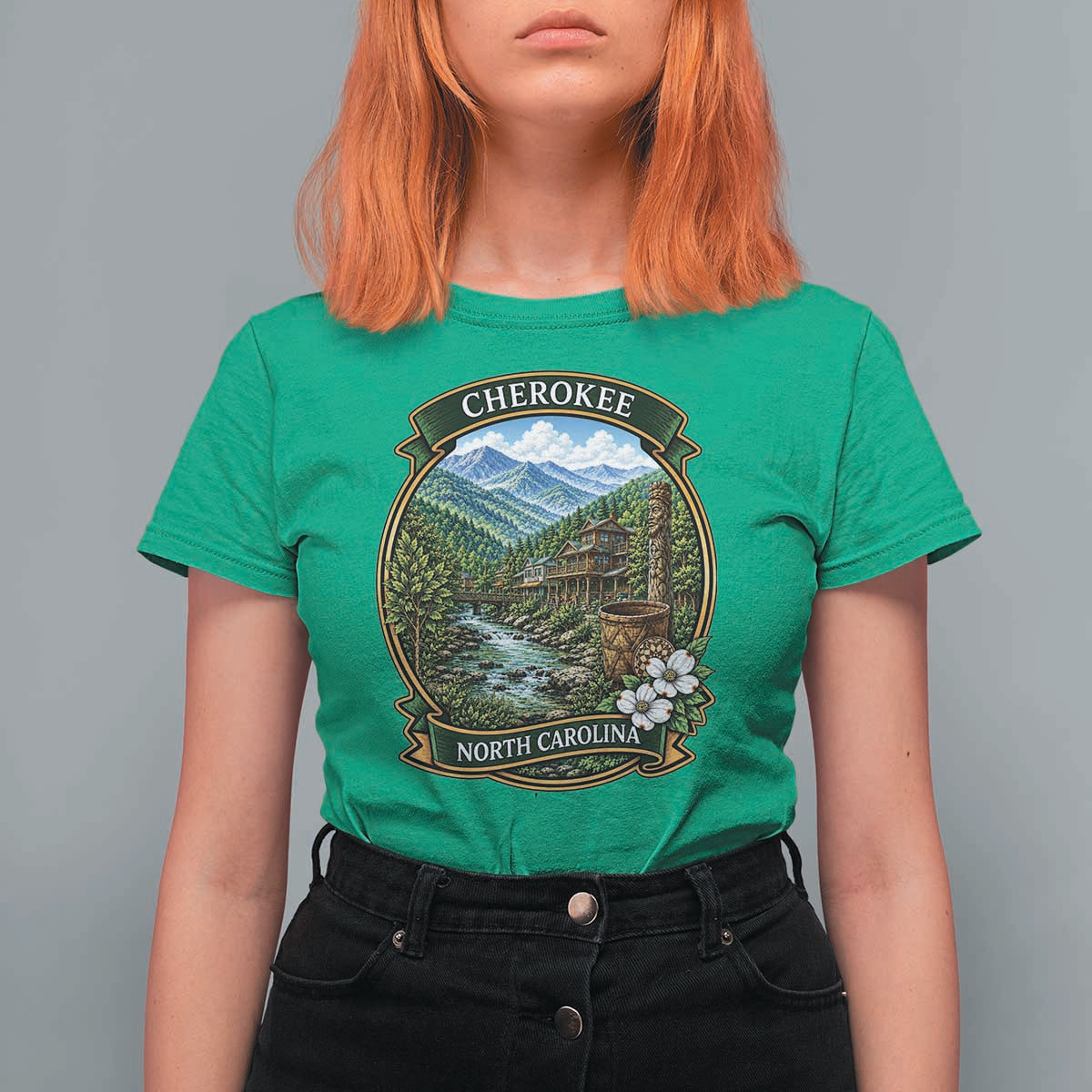 Vintage Great Smoky Mountains T Shirt For Women Cherokee North Carolina Landscape