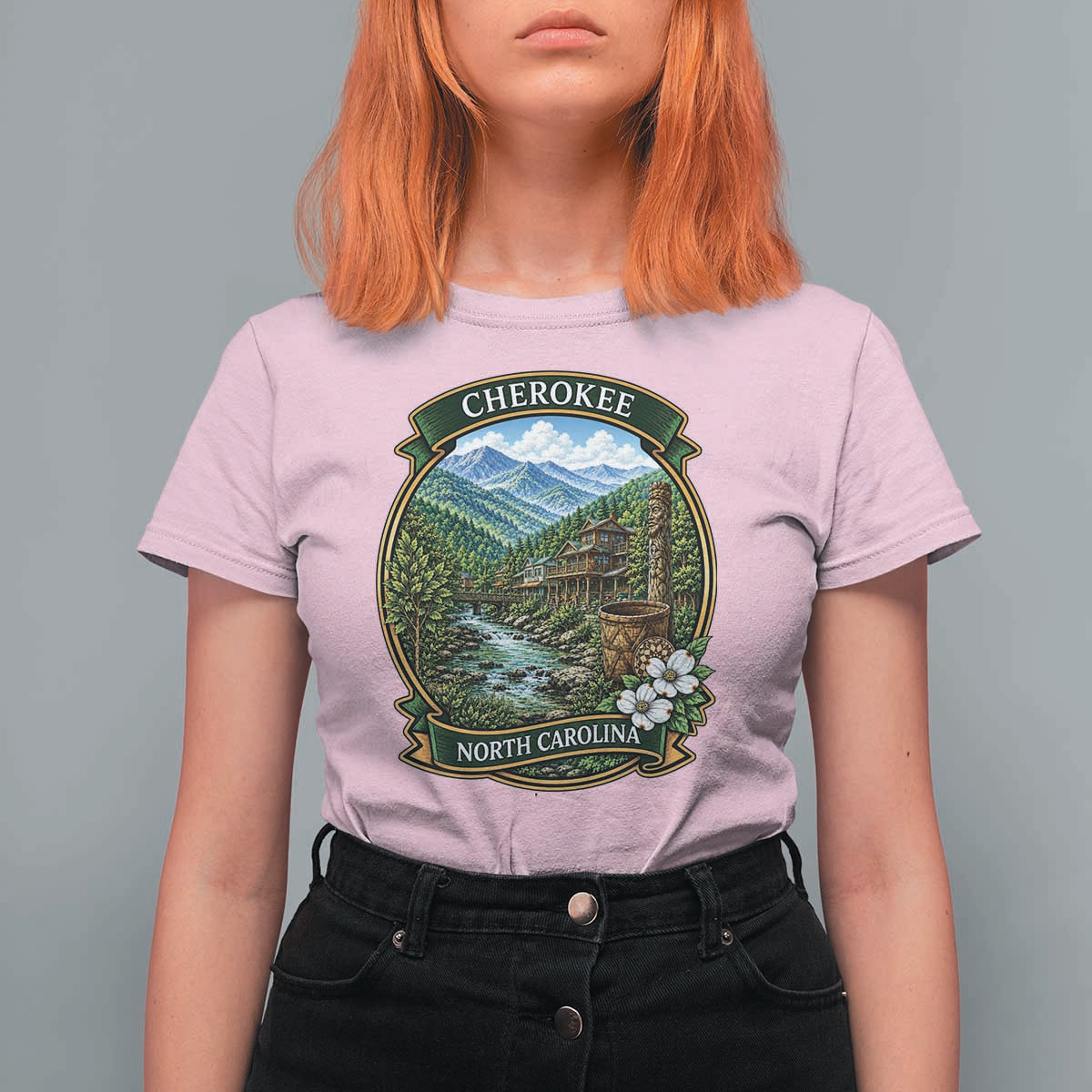 Vintage Great Smoky Mountains T Shirt For Women Cherokee North Carolina Landscape