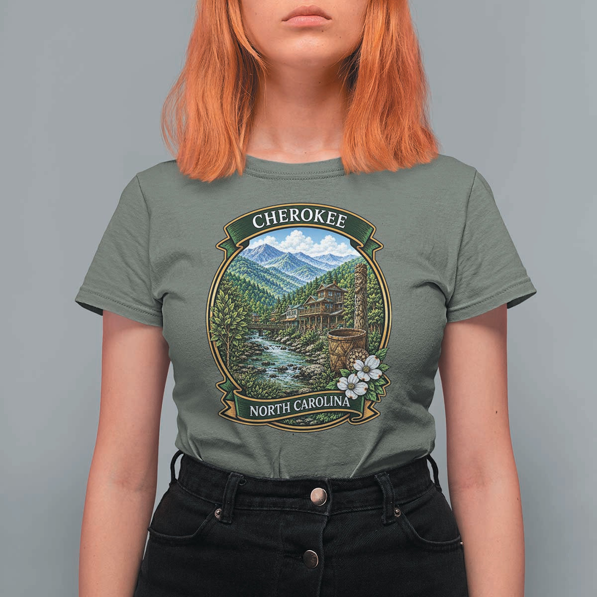 Vintage Great Smoky Mountains T Shirt For Women Cherokee North Carolina Landscape