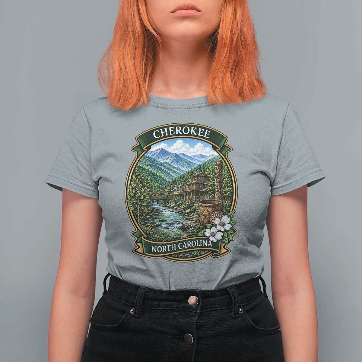 Vintage Great Smoky Mountains T Shirt For Women Cherokee North Carolina Landscape