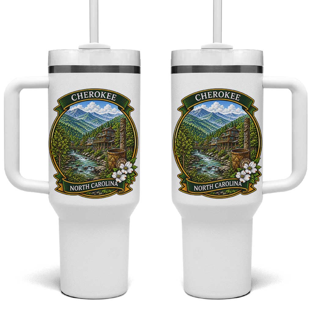 Vintage Great Smoky Mountains Tumbler With Handle Cherokee North Carolina Landscape