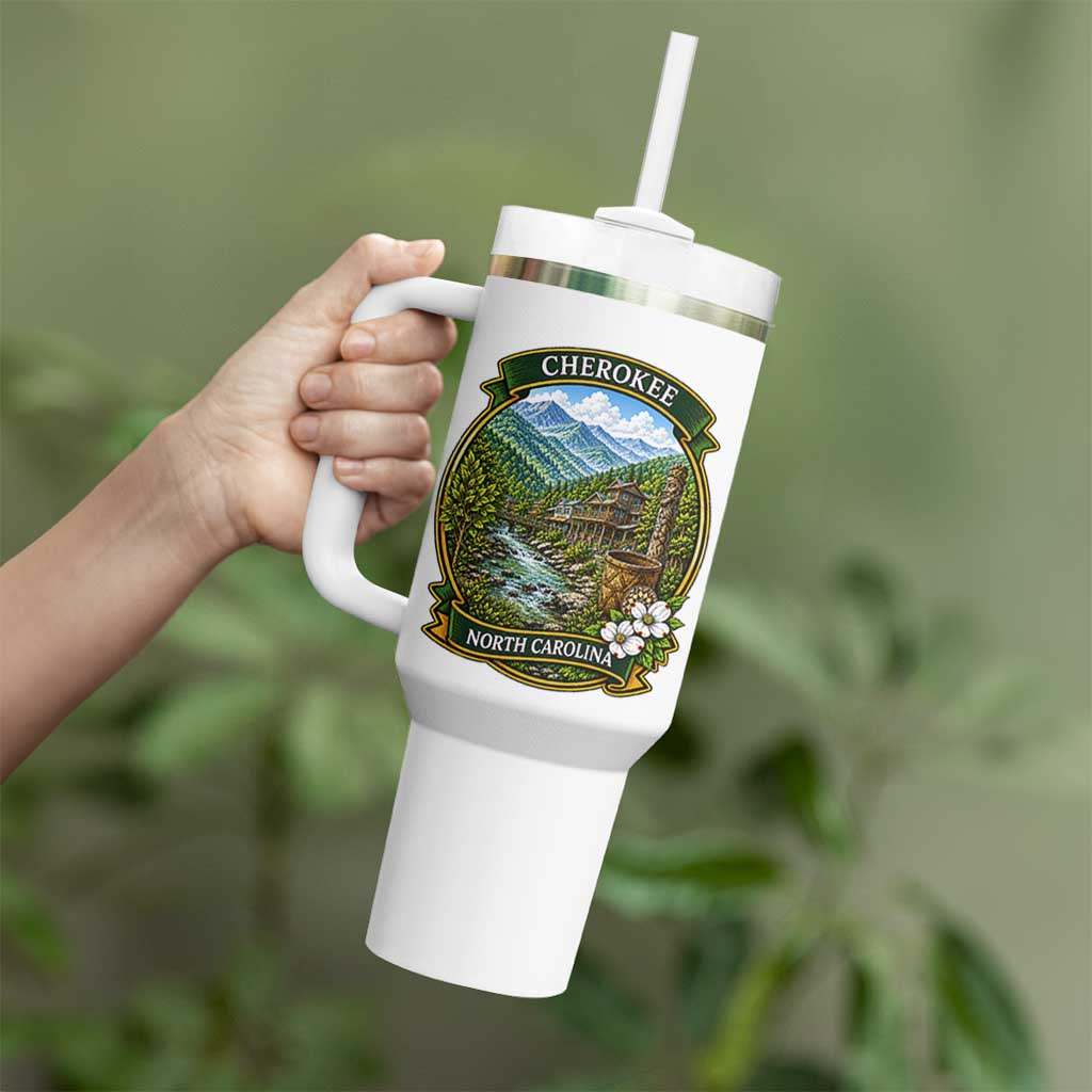 Vintage Great Smoky Mountains Tumbler With Handle Cherokee North Carolina Landscape